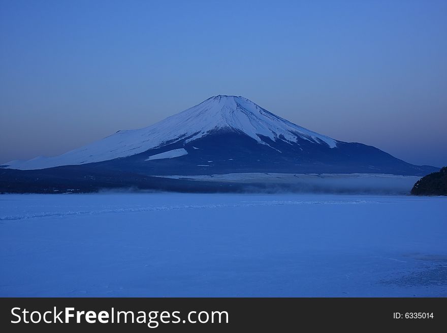 Predawn Mt. Fuji Over Freeze Up Lake Yamanaka