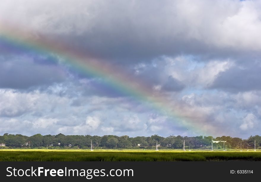 Rainbow over coast