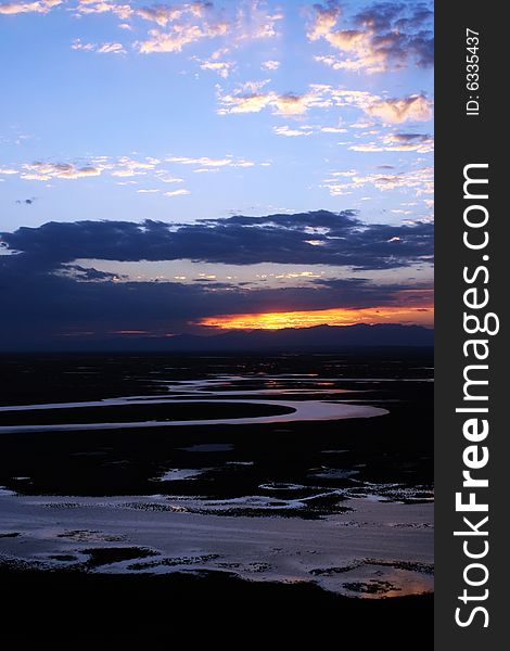 Sunrise of Bayanbulak Grassland