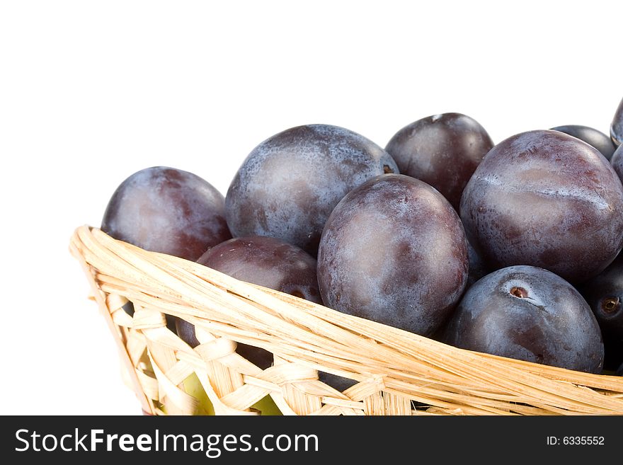 Fresh appetizing plums on a white background. Fresh appetizing plums on a white background