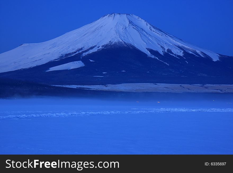 Predawn Mt. Fuji Over Freeze Up Lake Yamanaka