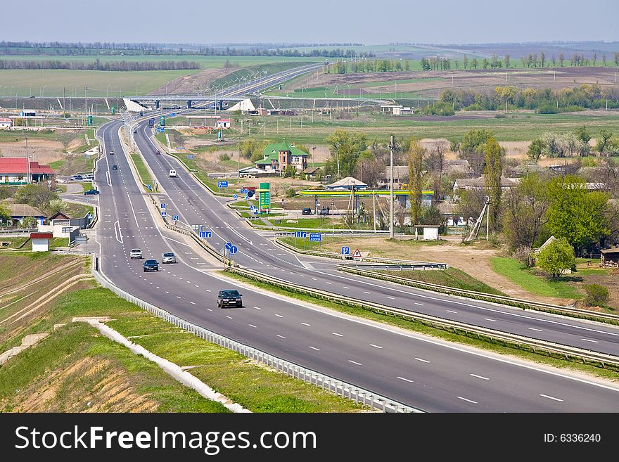 Road series: view with modern highway and bridge