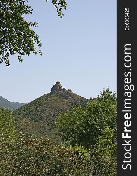 Gvari monastery on mountain(Georgia, Mzheta)