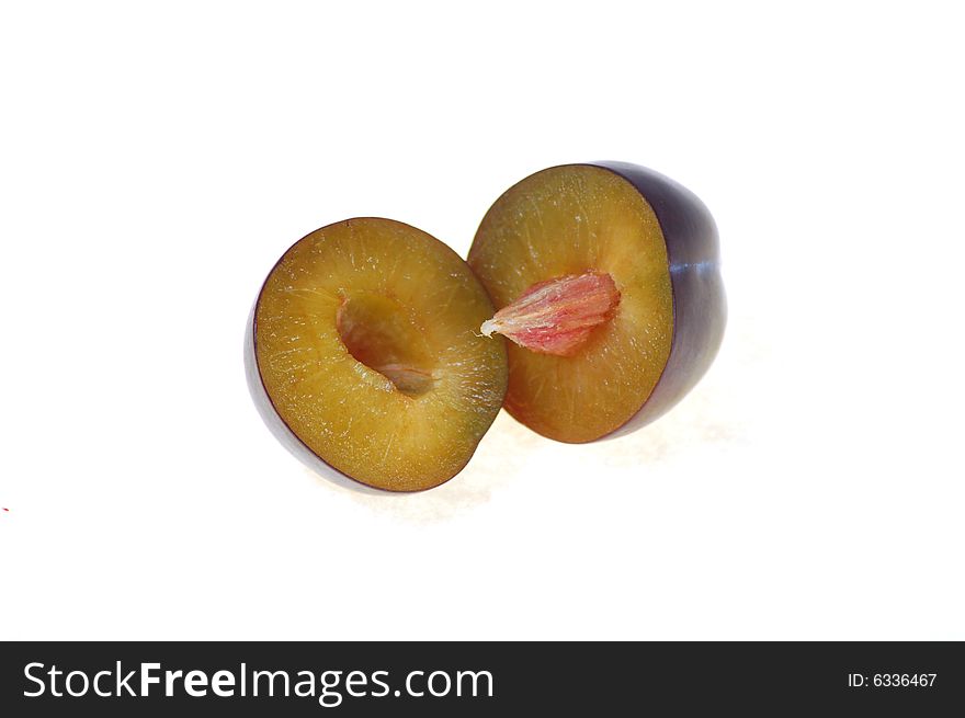 Small fruit cut across on two part. Small fruit cut across on two part