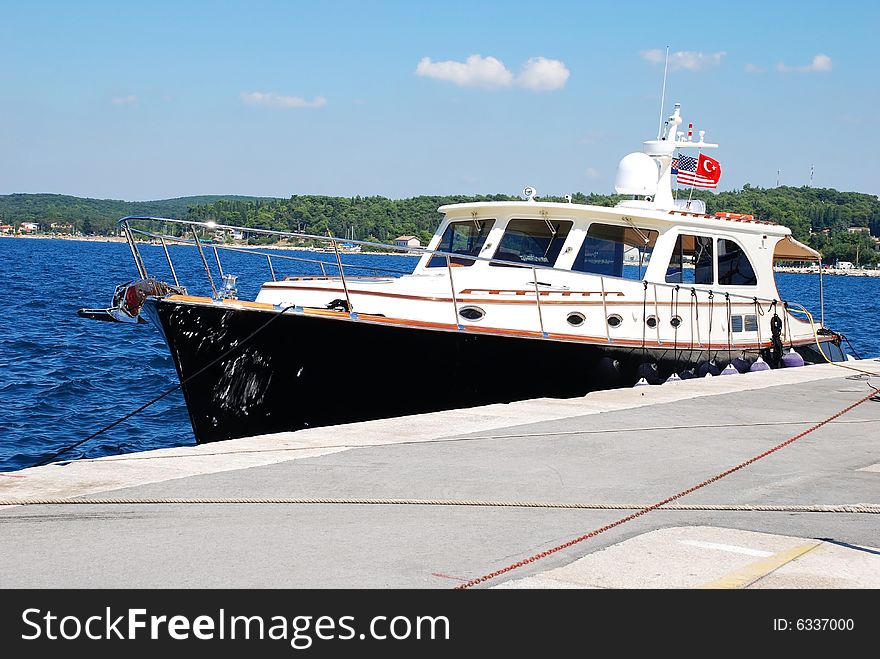 Luxury yacht anchored at Rovinj, Croatia