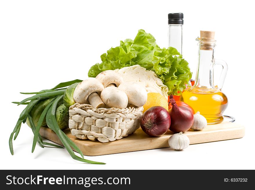 Fresh vegetables isolated on a white background.
