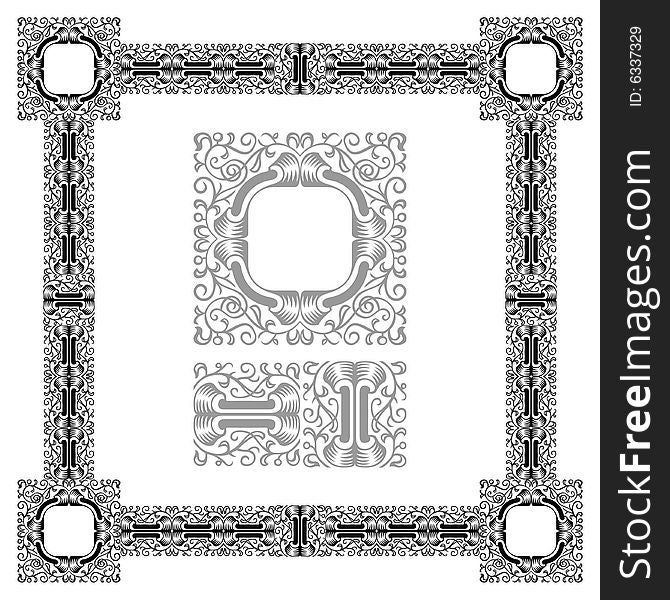 Vector design elements - elegant floral frame. Elements are easy to resize and combine. Vector design elements - elegant floral frame. Elements are easy to resize and combine.