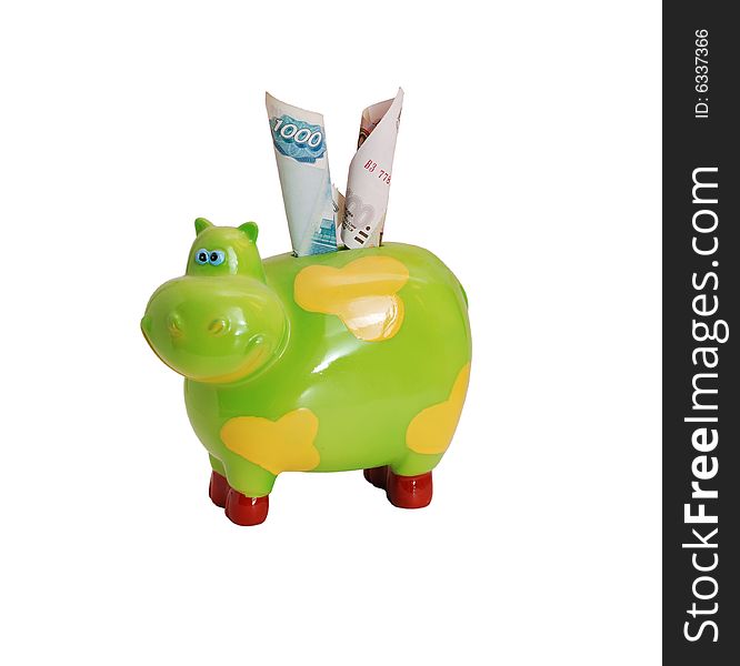 A cow moneybox with bonds