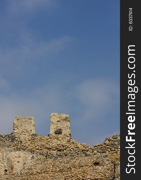 Ruins of old castle in turkey (Alanya) on sky background