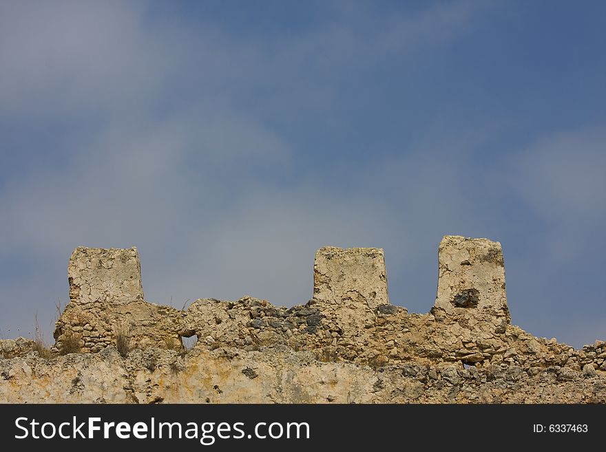 Ruins of old castle in turkey (Alanya) on sky background