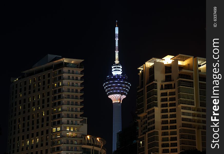 Kuala Lumpur tower with black background