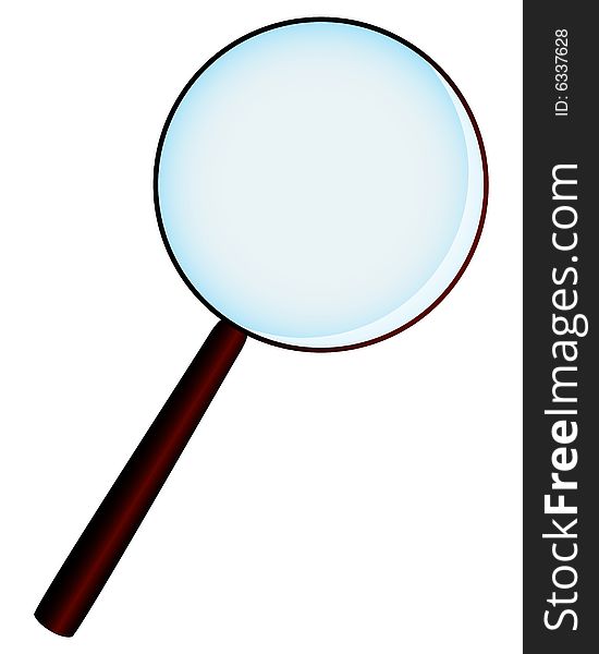 Magnifier with wooden handle on white background