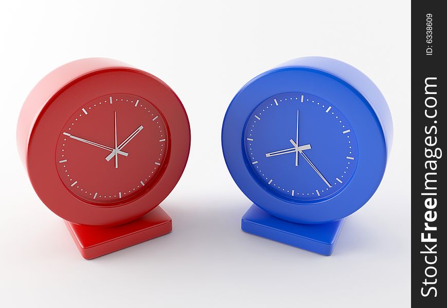 Two clocks with differend time, rendered in Vray 1.50SP2