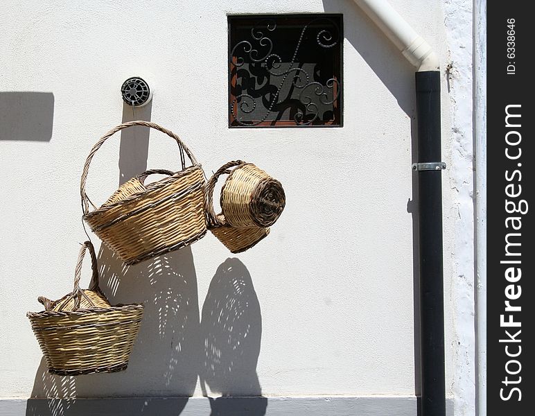 Generic basket hung on wall. Generic basket hung on wall