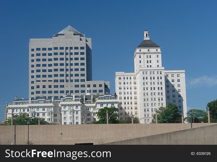 A picture of modern office buildings in city of Milwaukee. A picture of modern office buildings in city of Milwaukee