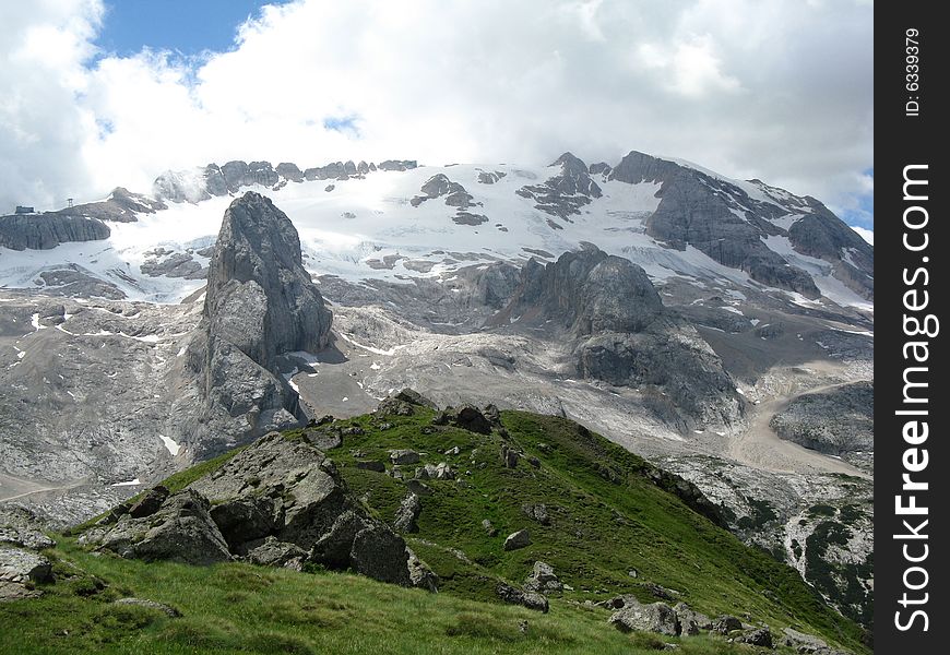 Marmolada glacier at Passo Fedaia