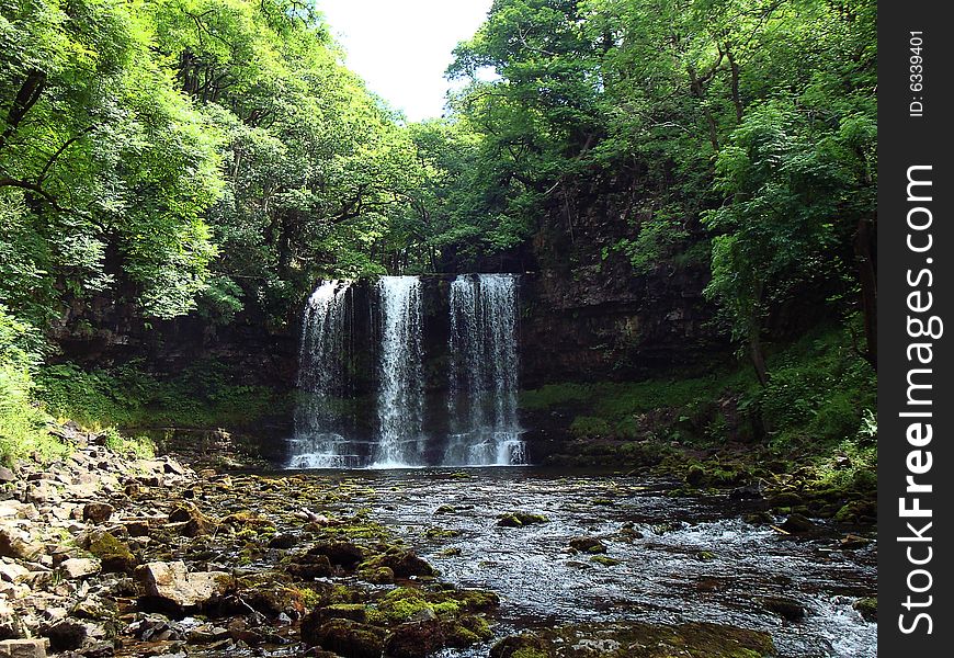 20ft high waterfall in Brecon Becon, Wales