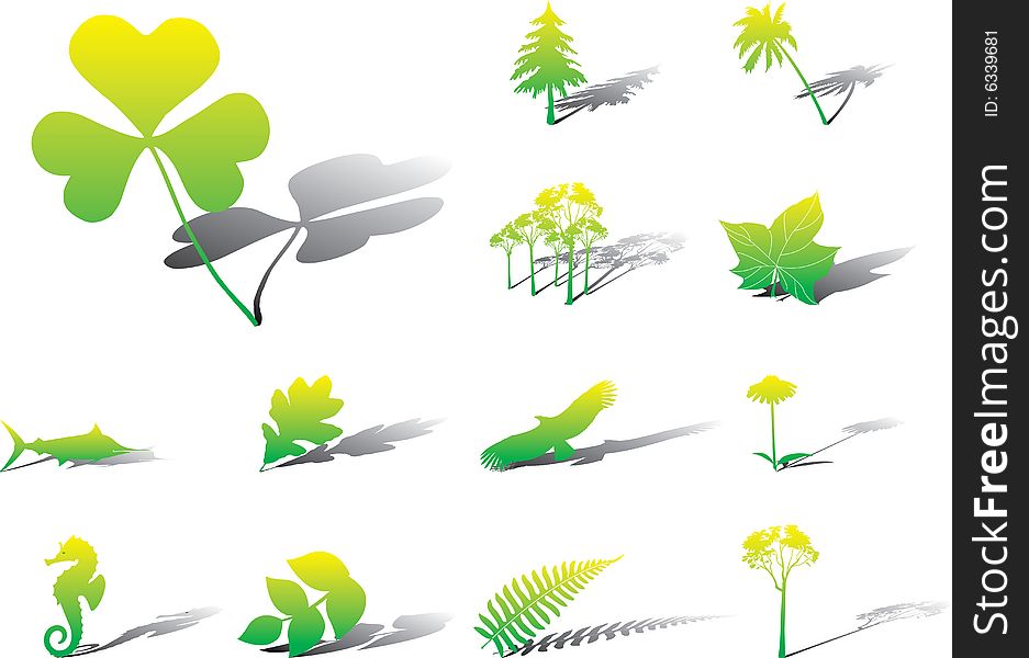 Set icons - 16A. Nature. Set of 13 vector icons for web