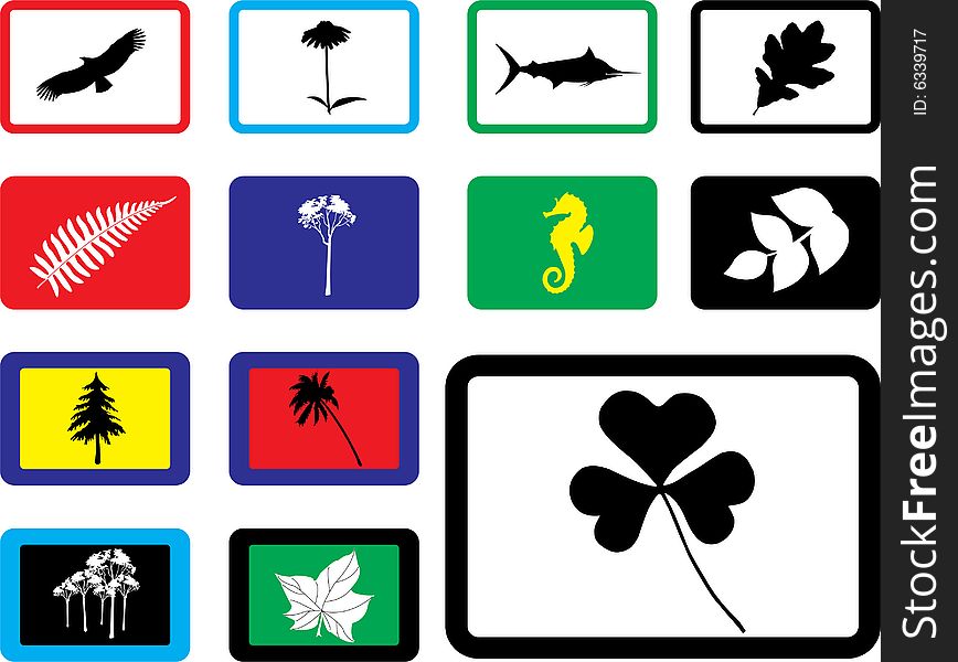 Set icons - 16B. Nature. Set of 13 vector icons for web