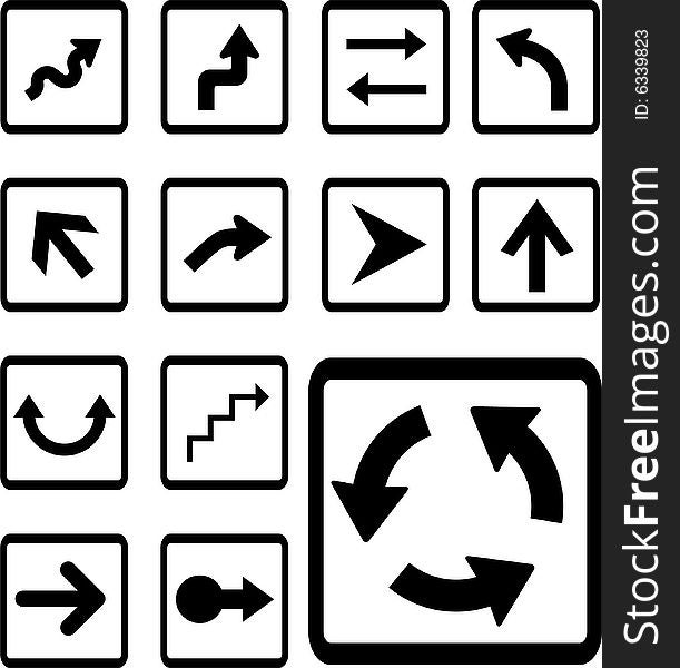 Set icons - 4B. Arrows. Set of 13 vector icons for web