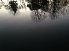 Trees Reflecting In Water Surface During Sunset In Winter. Stock Photos Trees Reflecting In Water Surface During Sunset In Winter. Stock Photos