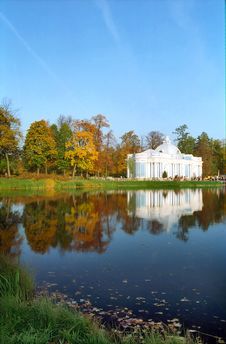 Classical Building Near The Pond Vertical Royalty Free Stock Photography