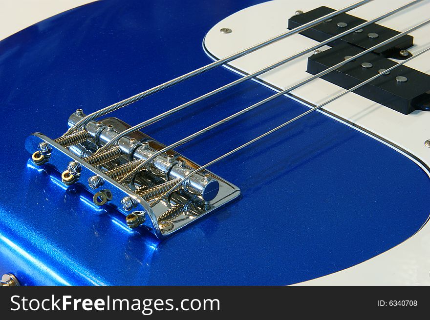 A closeup of an electric blue bass