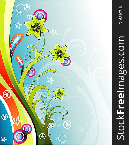 Vector fantasy flowers and plants illustration composition. Vector fantasy flowers and plants illustration composition