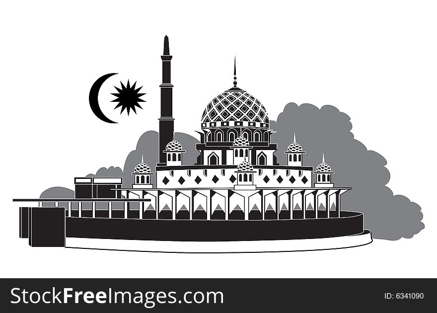 Beautiful mosque building illustration view