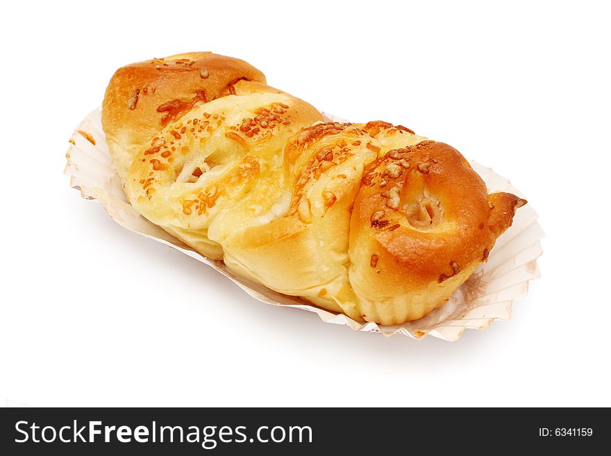 A chicken ham bread isolated on white background.