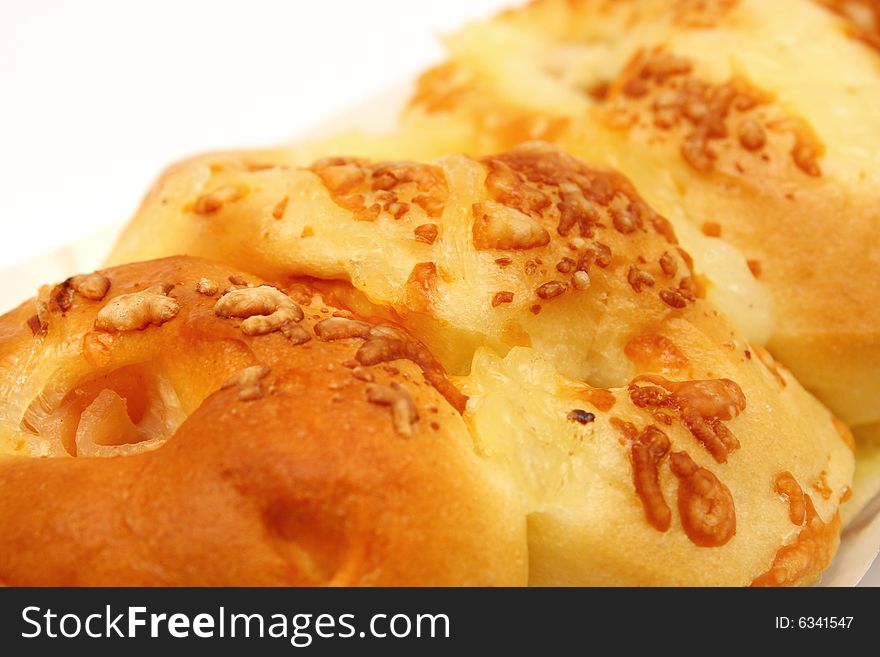 Close up of chicken ham bread as food background.