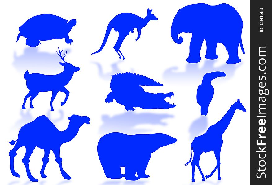 Wild animals silhouette to represent wildlife