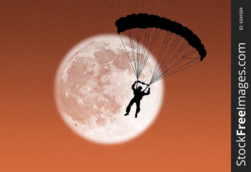 Parachutist in the moon