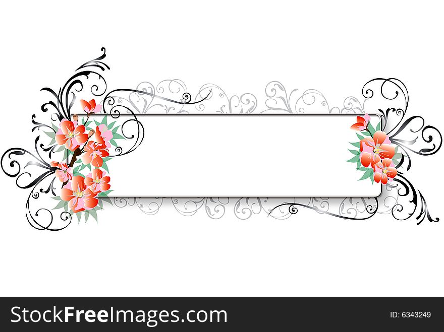 Drawing a florals border on the white background. Drawing a florals border on the white background