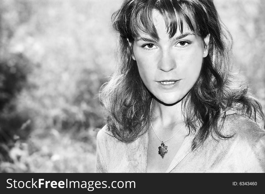 Bw portrait of attractive girl