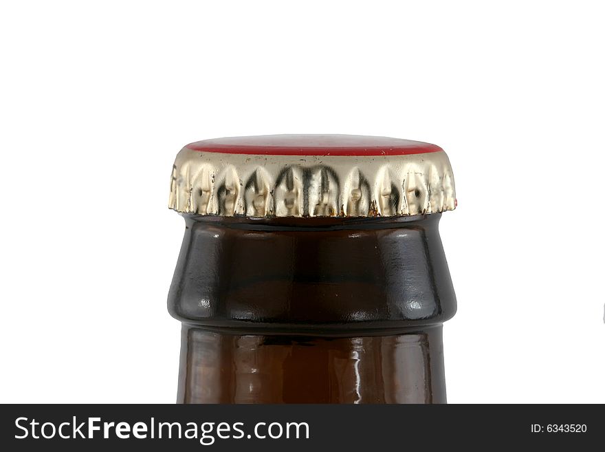 Isolated Brown Beer Bottle With Cap