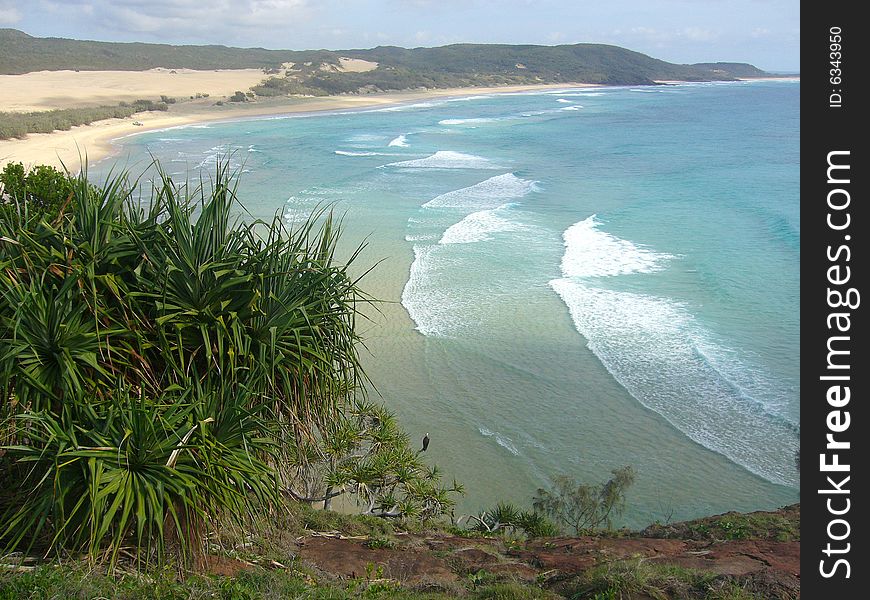 Overlooking beach and ocean at Fraser island. Overlooking beach and ocean at Fraser island