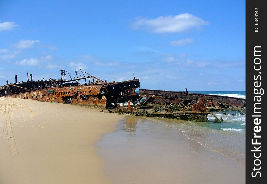 The Maheno shipwreck at Fraser Island, Australia