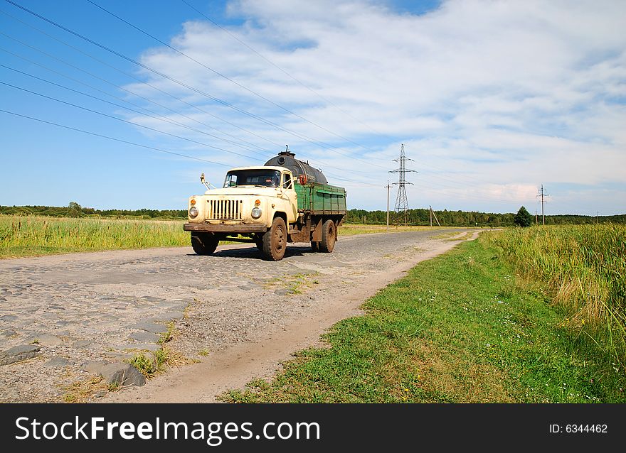 Old truck on the road