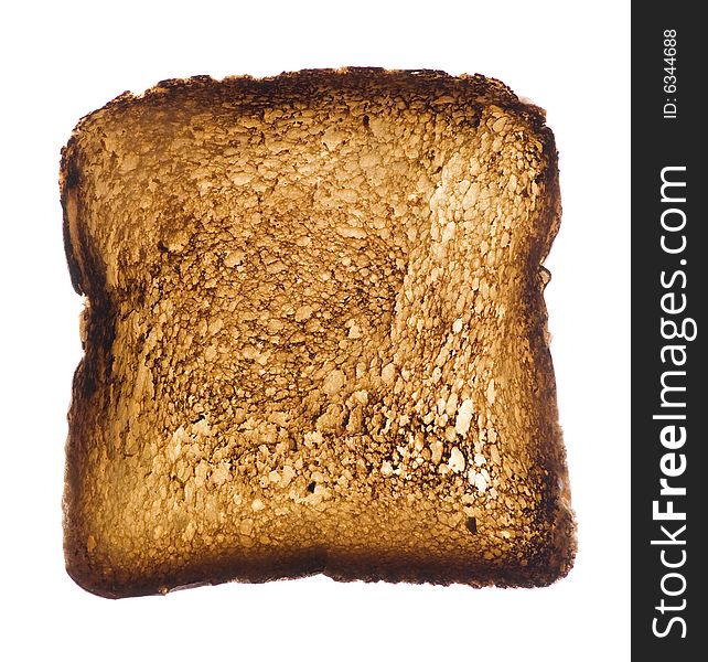 Toasted backlit bread on withe background. Toasted backlit bread on withe background