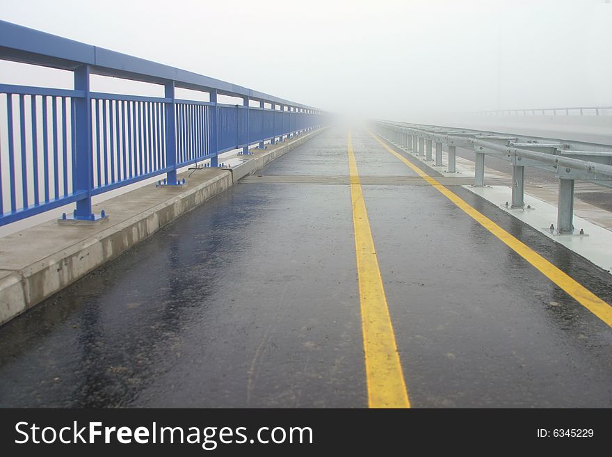 Bridge pedestrian part in fog