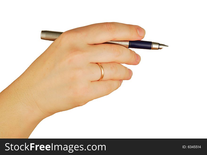 A womanish hand with an ink pen