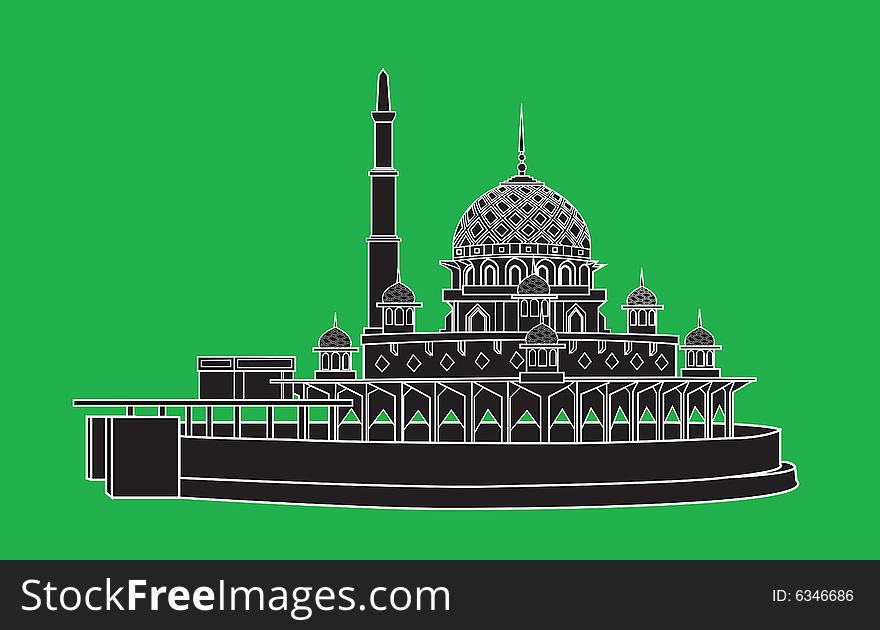 Luxury mosque in illustration drawing