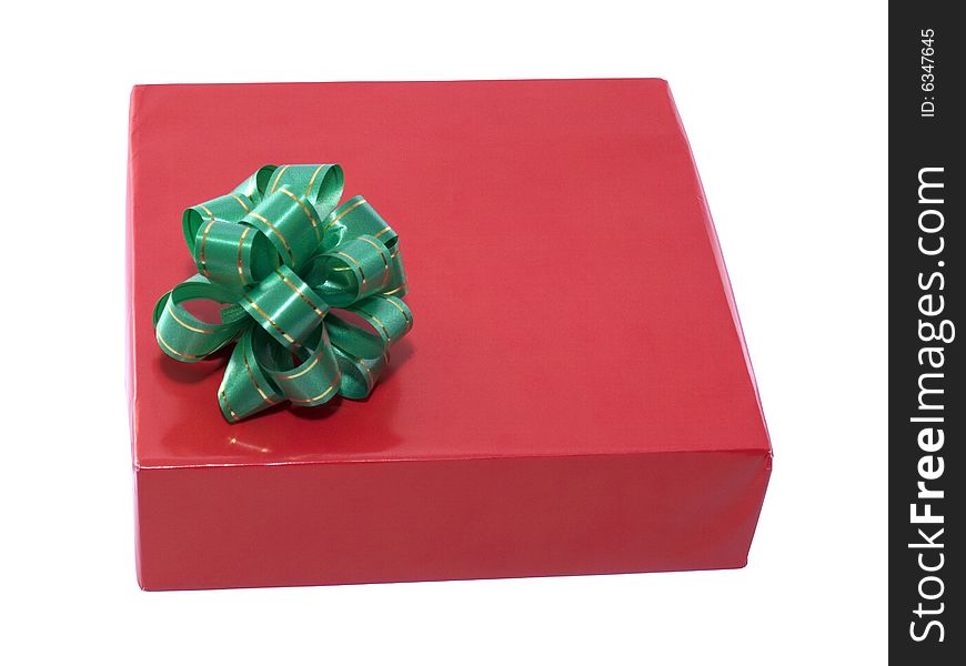 Red gift box on the white background