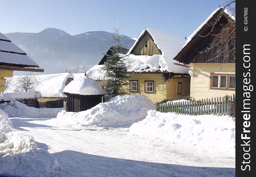 These old cottages is in the Slovakia. These old cottages is in the Slovakia