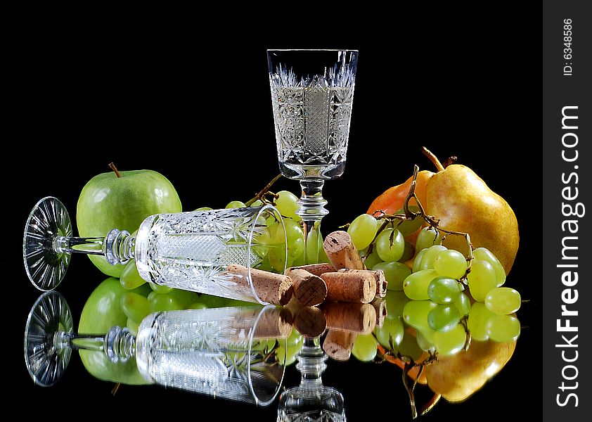 White wine with fresh fruits