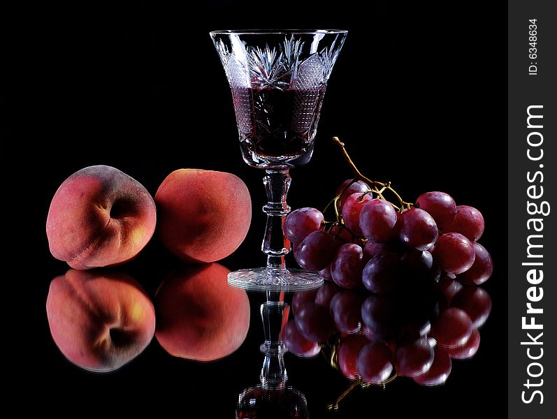 Red wine with fresh fruits