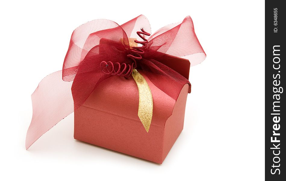 One  fancy gift box on white background