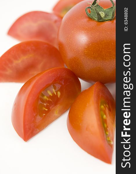 Closeup fresh cut tomato salad