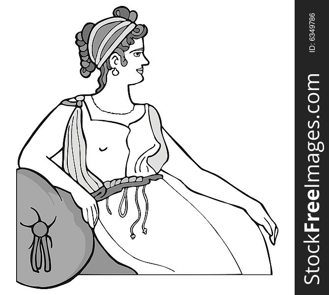 Art illustration of a typical greek woman from old times